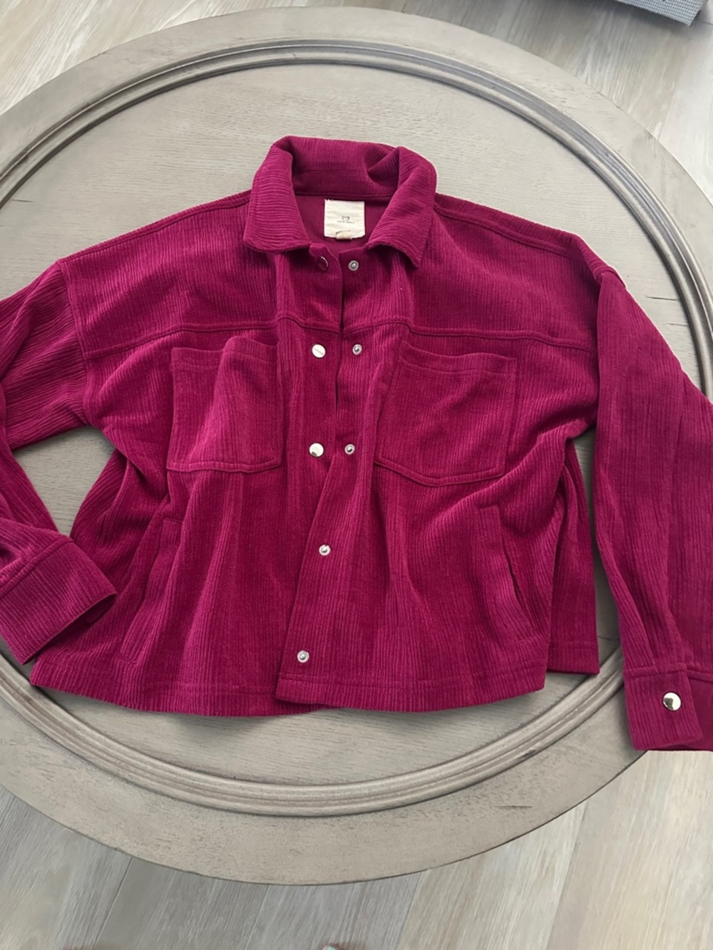 Women's Corduroy Shacket in Deep Berry